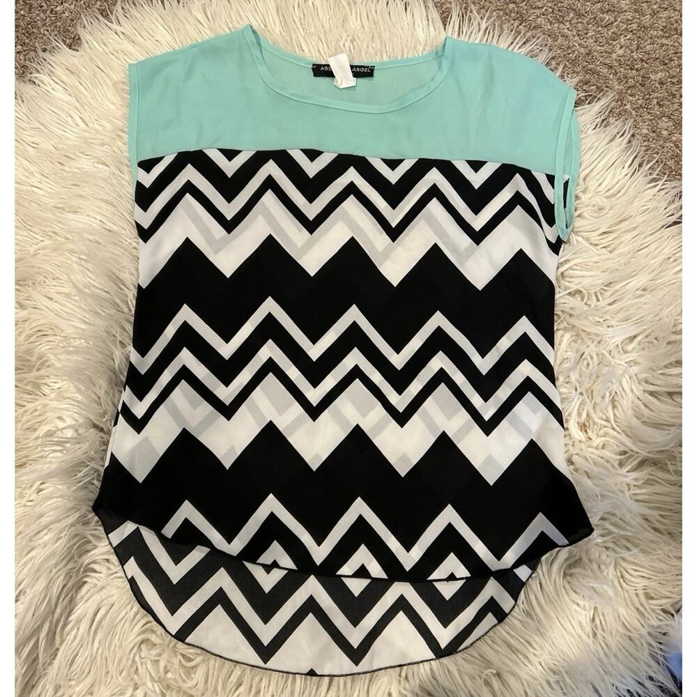 2000s Absolute Angel small chevron top polyester shirt Y2K